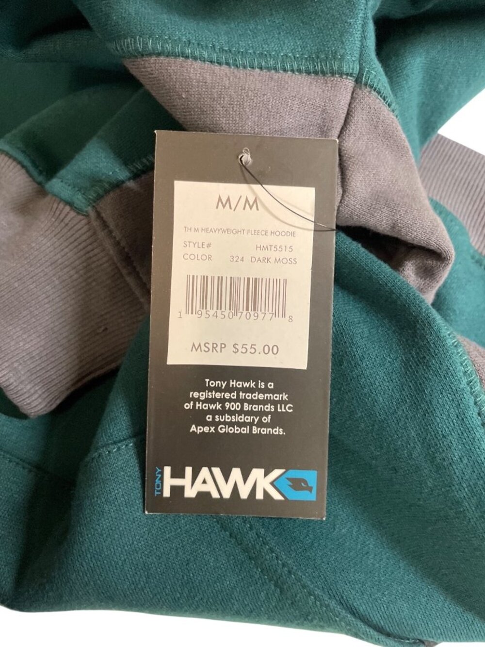Tony Hawk Gray & Green Pullover Hoodie With Kangaroo Pocket Mens Size Medium - Picture 10 of 12